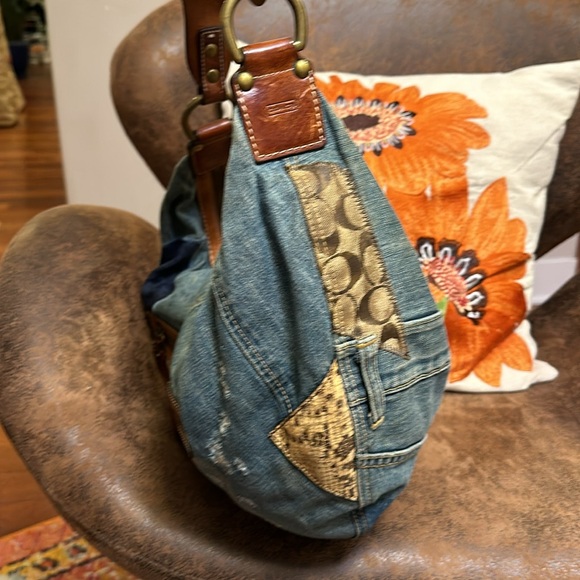 COACH DENIM HOBO BAG HANGTAGS 10016 LIMITED EDITION PATCHWORK Y2K CRESCENT RARE - Picture 12 of 17
